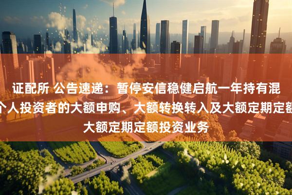 证配所 公告速递：暂停安信稳健启航一年持有混合基金非个人投资者的大额申购、大额转换转入及大额定期定额投资业务